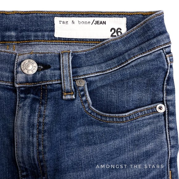 rag & bone /JEAN Hana Croyden Blue Released Raw Hem Mini Boot Cropped Jeans - Picture 8 of 12